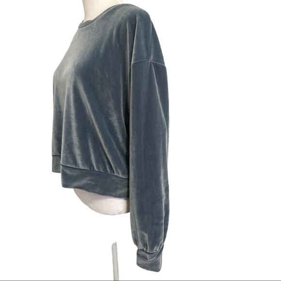 Zara Velour Sweatshirt in Seal Gray size M Crewneck Pullover - Picture 8 of 9